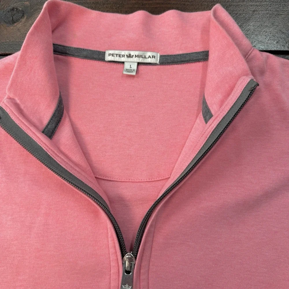 Peter Millar Seaside Wash Pique 1/4 Zip Pullover Golf‎ Men's Size Large Salmon